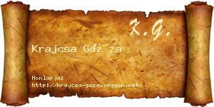 Krajcsa Géza névjegykártya